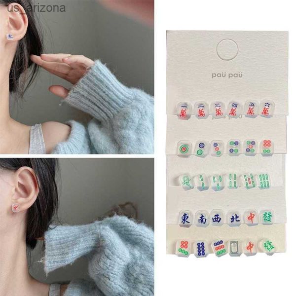 6 pcs small and exquisite chinese character mahjong earrings resin stud earring gothique accessories jewelry for girl l230620, Golden;silver
6 pcs small and exquisite chinese character mahjong earrings resin stud earring gothique accessories jewelry for girl l230620, Golden;silver