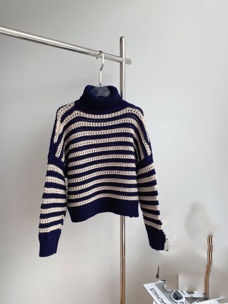 women's sweaters 2023 autumn european fashion high neck wool yarn striped sweater, White;black
women's sweaters 2023 autumn european fashion high neck wool yarn striped sweater, White;black