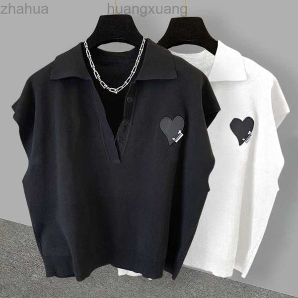 trendy love label design feeling polo collar sleeveless t-shirt summer ins fashion versatile tank for men and women loose fit, White;black
trendy love label design feeling polo collar sleeveless t-shirt summer ins fashion versatile tank for men and women loose fit, White;black