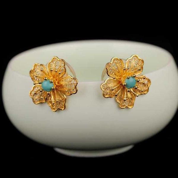 original designer craft filigree turquoise earrings chinese style retro unique charm luxury women's brand silver jewelry l230620, Golden;silver
original designer craft filigree turquoise earrings chinese style retro unique charm luxury women's brand silver jewelry l230620, Golden;silver