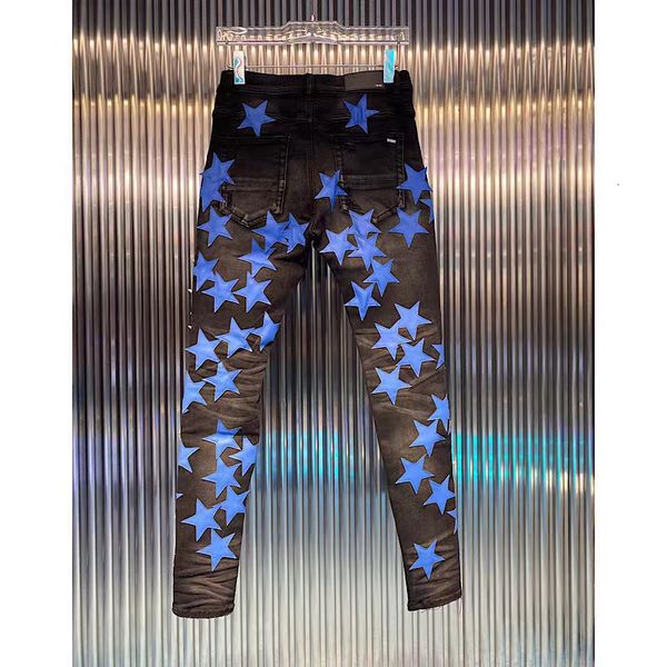 mens jeans am male high street denim pants fashion brand blue stars distressed black slim casual for men 230707
mens jeans am male high street denim pants fashion brand blue stars distressed black slim casual for men 230707
