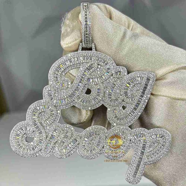 custom luxury hip hop jewelry vvs baguette moissanite 18k gold plated iced out initial letter pendant necklace, Silver
custom luxury hip hop jewelry vvs baguette moissanite 18k gold plated iced out initial letter pendant necklace, Silver