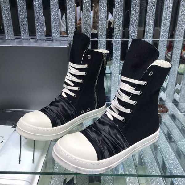 high shoes rick boots owens canvas ro sneakers lace up flat man women shoes hip hop punk chunky combat booties, Black
high shoes rick boots owens canvas ro sneakers lace up flat man women shoes hip hop punk chunky combat booties, Black