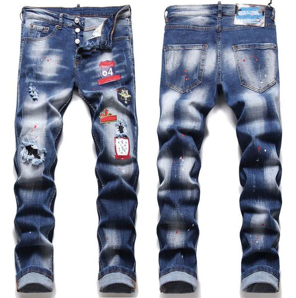 men badge rips stretch black jeans men's fashion slim fit washed motocycle denim pants panelled hip hop trousers #03, Blue
men badge rips stretch black jeans men's fashion slim fit washed motocycle denim pants panelled hip hop trousers #03, Blue