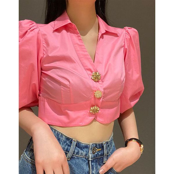 new self portrait cotton puff sleeve collected button blouse for ladies, White
new self portrait cotton puff sleeve collected button blouse for ladies, White