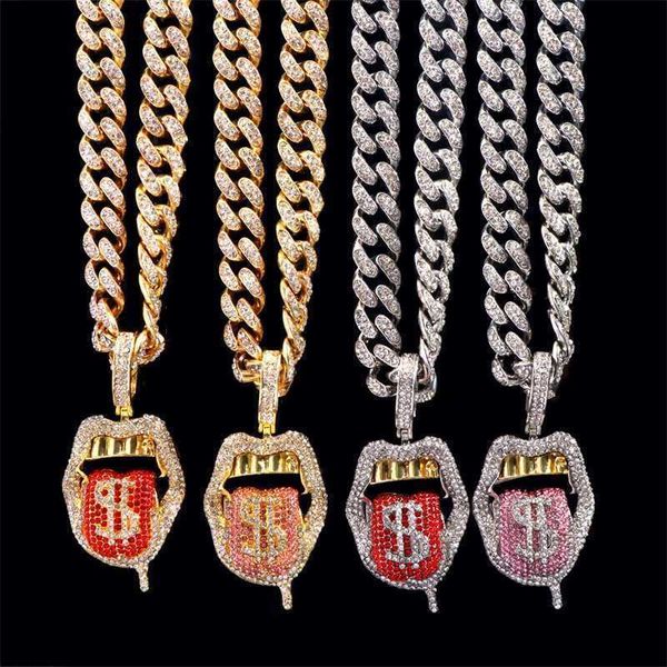 pendant necklaces hip hop iced out lip shape dollar tongue cuban necklace for women bling cz tennis chain men fashion jewelry 230613, Silver
pendant necklaces hip hop iced out lip shape dollar tongue cuban necklace for women bling cz tennis chain men fashion jewelry 230613, Silver