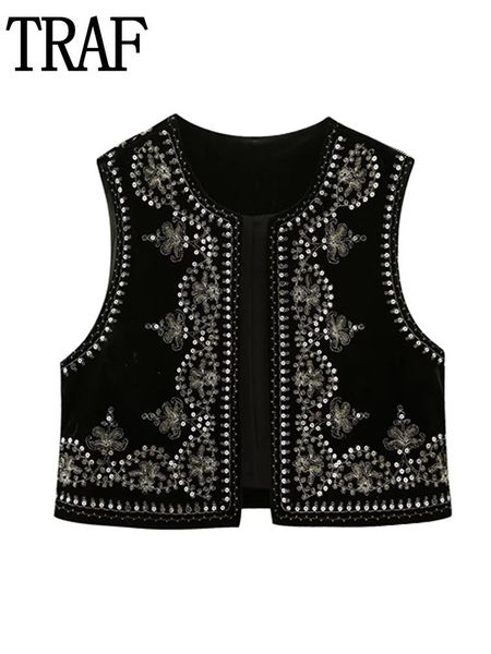 fur traf sleeveless vests for women embroidery veet waistcoat women's vest 2022 autumn short jacket cardigan sequin female vest, Black
fur traf sleeveless vests for women embroidery veet waistcoat women's vest 2022 autumn short jacket cardigan sequin female vest, Black