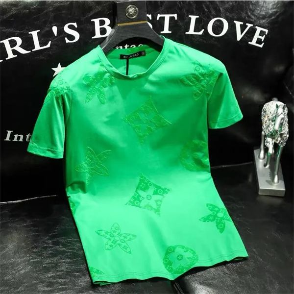 european station men's t-shirts 2023 new men's flocking round neck t-shirt trendy printing slim large size short-sleeved men, White;black
european station men's t-shirts 2023 new men's flocking round neck t-shirt trendy printing slim large size short-sleeved men, White;black