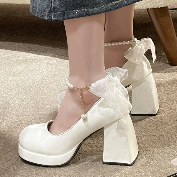 pearl ankle strap platform pumps for women super high heels patent leather mary jane shoes woman lace bowknot dress shoes ladies, Black
pearl ankle strap platform pumps for women super high heels patent leather mary jane shoes woman lace bowknot dress shoes ladies, Black