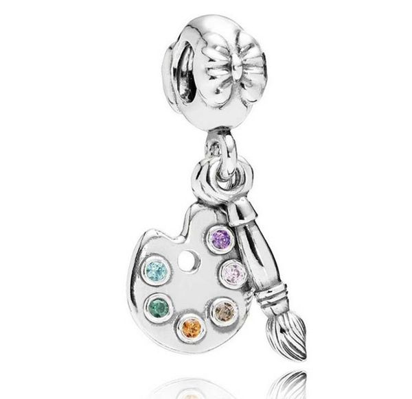 original 925 sterling silver bead charm cute artists palette with crystal pendant bead fit bracelet & necklace jewelry2424919, Black
original 925 sterling silver bead charm cute artists palette with crystal pendant bead fit bracelet & necklace jewelry2424919, Black