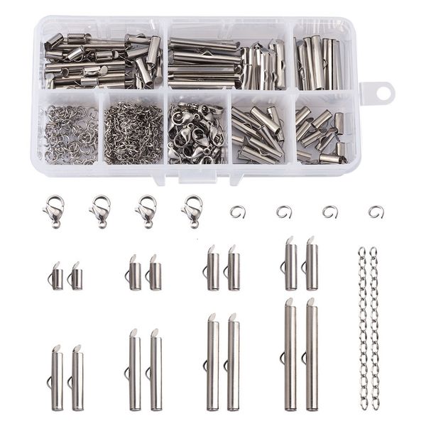 chains 260pcs box stainless steel crimp end beads slide on clasp buckles tubes jump rings lobster claw clasps diy jewelry making 230710, Silver
chains 260pcs box stainless steel crimp end beads slide on clasp buckles tubes jump rings lobster claw clasps diy jewelry making 230710, Silver