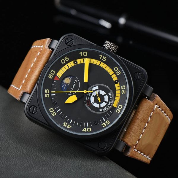 outdoor sports men's mechanical br watch full function world time all hands can operate alloy square dial ross series, Slivery;brown
outdoor sports men's mechanical br watch full function world time all hands can operate alloy square dial ross series, Slivery;brown