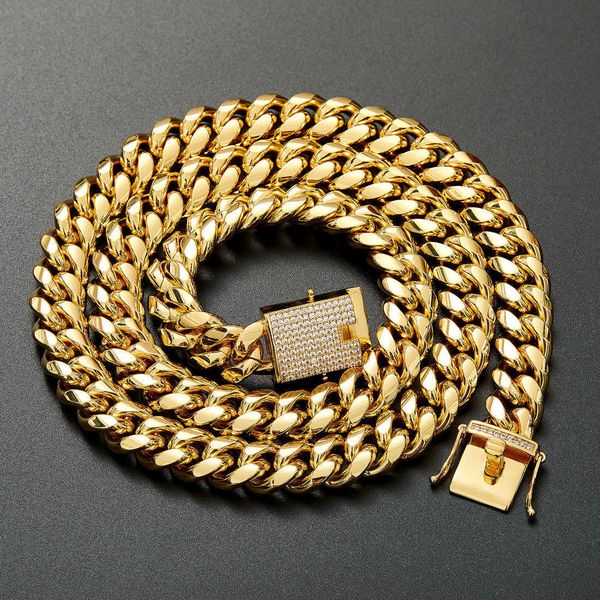 14mm thick cuban chain necklace stainless steel titanium steel men's encryption micro inlaid diamond buckle collar fashion jewelry, Black
14mm thick cuban chain necklace stainless steel titanium steel men's encryption micro inlaid diamond buckle collar fashion jewelry, Black