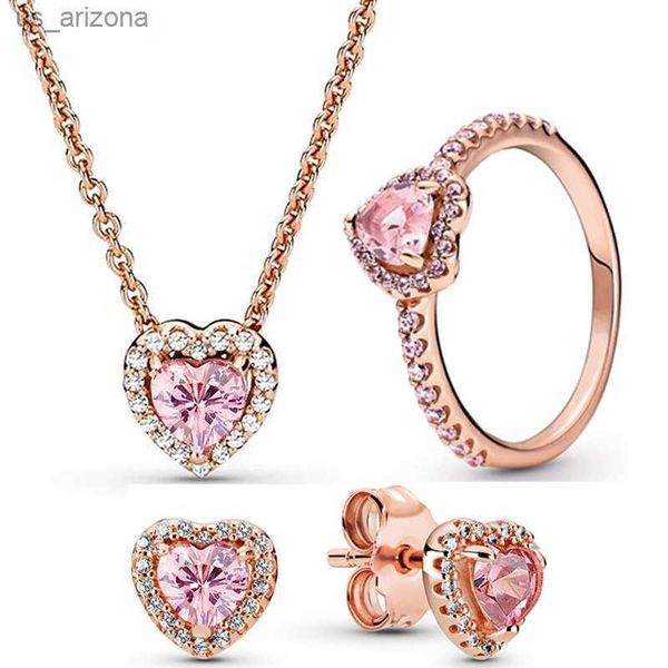 new 925 sterling silver rose gold elevated heart earring ring necklace with pink crystal fit europe bracelet jewelry gift l230620, Golden;silver
new 925 sterling silver rose gold elevated heart earring ring necklace with pink crystal fit europe bracelet jewelry gift l230620, Golden;silver