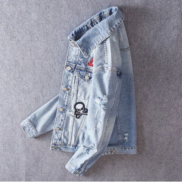 autumn men's jean jacket vintage hole personality motorcycle patch high-quality foreign trade jacket outwear coats m-4xl lg7yy06, Black;brown
autumn men's jean jacket vintage hole personality motorcycle patch high-quality foreign trade jacket outwear coats m-4xl lg7yy06, Black;brown