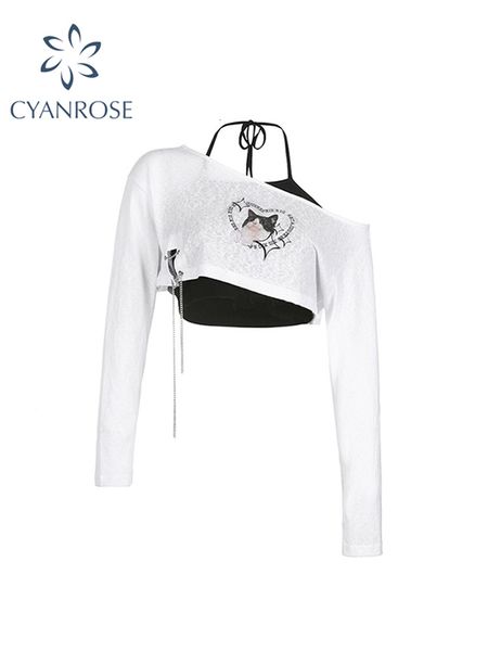 women s t shirt y2k korean style off shoulder women casual fashion vintage print t shirt streetwear halter tank 2 piece design 230707, White
women s t shirt y2k korean style off shoulder women casual fashion vintage print t shirt streetwear halter tank 2 piece design 230707, White