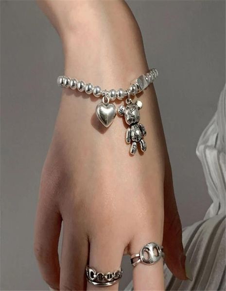925 sterling silver bracelets for women string of beads accessories trend vintage simple cute bear pendant party jewelry sl5102781510, Black
925 sterling silver bracelets for women string of beads accessories trend vintage simple cute bear pendant party jewelry sl5102781510, Black