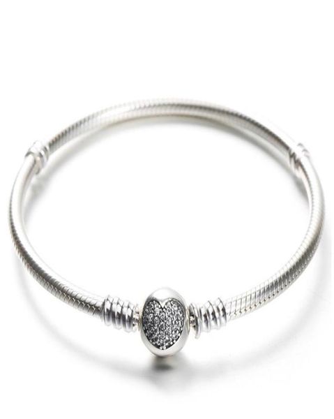 925 sterling silver bracelet with original box fit charms beads pave cz heart bracelets fashion real silver jewlery for women c328804357, Black
925 sterling silver bracelet with original box fit charms beads pave cz heart bracelets fashion real silver jewlery for women c328804357, Black