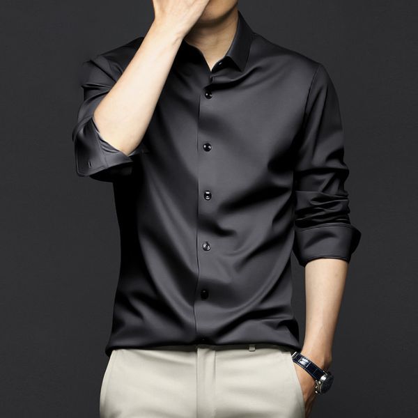 men's dress shirts men's long-sleeved shirt solid color silky draped cool slim-fit muscle dress non-ironing stretch 230710, White;black
men's dress shirts men's long-sleeved shirt solid color silky draped cool slim-fit muscle dress non-ironing stretch 230710, White;black