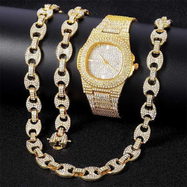 strands 3pcs hip hop mens women jewelry set luxury iced out watch necklace bracelet bling diamond miama cuban link chains choker 230613, Black
strands 3pcs hip hop mens women jewelry set luxury iced out watch necklace bracelet bling diamond miama cuban link chains choker 230613, Black