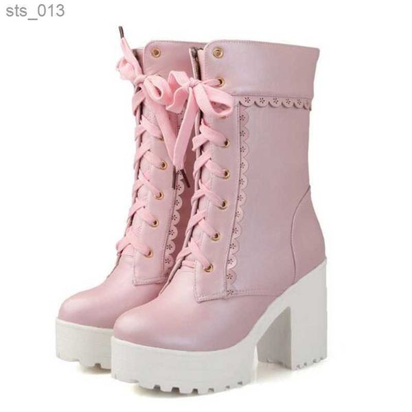 girls lolita mid calf boots women lace up motorcycle boots autumn winter stylish lady lace platforms chunky heel party shoes l230518, Black;grey
girls lolita mid calf boots women lace up motorcycle boots autumn winter stylish lady lace platforms chunky heel party shoes l230518, Black;grey