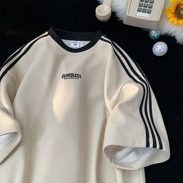 mens tshirts waffle striped graphic tshirt for men and women summer loose fitting casual american trend short sleeved couple harajuku 230710, White;black
mens tshirts waffle striped graphic tshirt for men and women summer loose fitting casual american trend short sleeved couple harajuku 230710, White;black