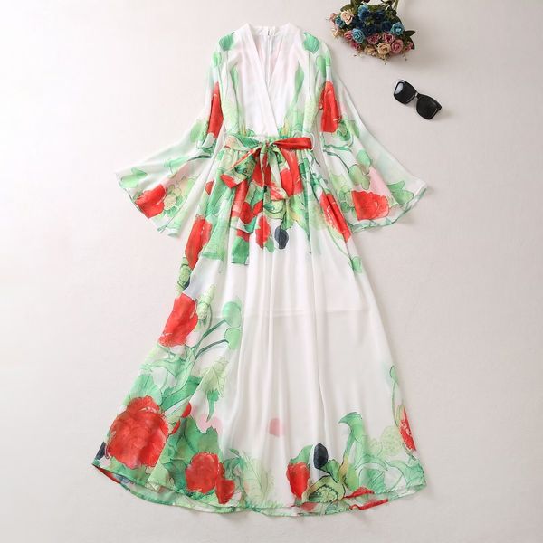 european and american women's dress 2023 summer new style v-neck long sleeve flared sleeves belt green printed pleated dress xxl, Black;gray
european and american women's dress 2023 summer new style v-neck long sleeve flared sleeves belt green printed pleated dress xxl, Black;gray
