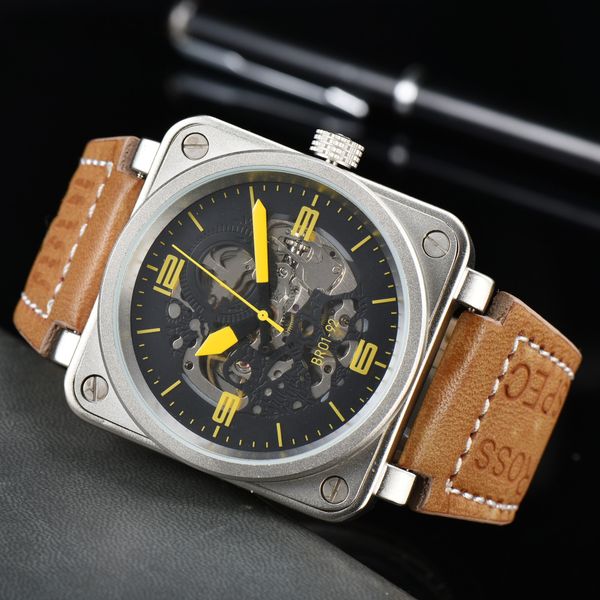 men's sports machinery br watch skeleton personality square dial world time full featured ross series, Slivery;brown
men's sports machinery br watch skeleton personality square dial world time full featured ross series, Slivery;brown