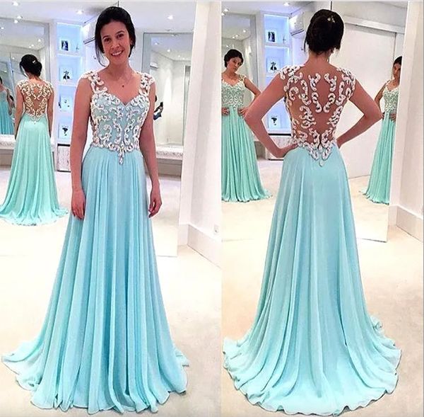 new blue back design prom dresses long sweetheart cap sleeves chiffon a-line long evening gowns with lace appliques, Black
new blue back design prom dresses long sweetheart cap sleeves chiffon a-line long evening gowns with lace appliques, Black