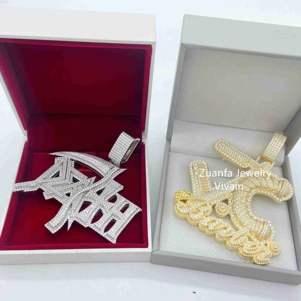 buss down cuban silver 925 pendant luxury custom necklace iced out vvs moissanite diamond hip hop jewelry pendant
