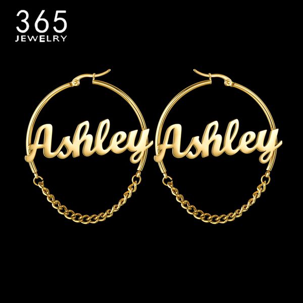 hoop huggie fashion personalized custom earrings size 25mm name with chain customized nameplate earring women party gift 230710, Golden;silver
hoop huggie fashion personalized custom earrings size 25mm name with chain customized nameplate earring women party gift 230710, Golden;silver