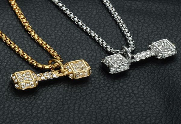hip hop gold color barbell men pendant necklace ice out bling fitness dumbbell stainless steel titanium necklaces jewelry2206224, Silver
hip hop gold color barbell men pendant necklace ice out bling fitness dumbbell stainless steel titanium necklaces jewelry2206224, Silver