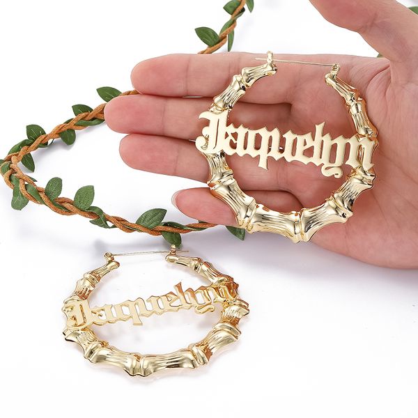 hoop huggie 45mm90mm custom bamboo earrings customize name style personality with statement words hiphop 230710, Golden;silver
hoop huggie 45mm90mm custom bamboo earrings customize name style personality with statement words hiphop 230710, Golden;silver