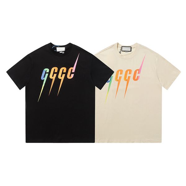 designer men's t-shirt fashion lightning gradient letter print men's and women's comfortable anti-wrinkle cotton short sleeve, White;black
designer men's t-shirt fashion lightning gradient letter print men's and women's comfortable anti-wrinkle cotton short sleeve, White;black