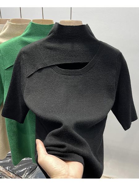 pants women's knitting t shirt hollow out solid casual tee shirt femme half sleeve turtleneck slim thin summer new fashion female, White
pants women's knitting t shirt hollow out solid casual tee shirt femme half sleeve turtleneck slim thin summer new fashion female, White