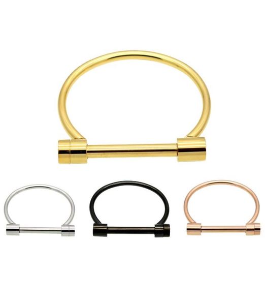 fashion shackle screw stainless steel bracelets bangles bangle5435079, Black 
fashion shackle screw stainless steel bracelets bangles bangle5435079, Black