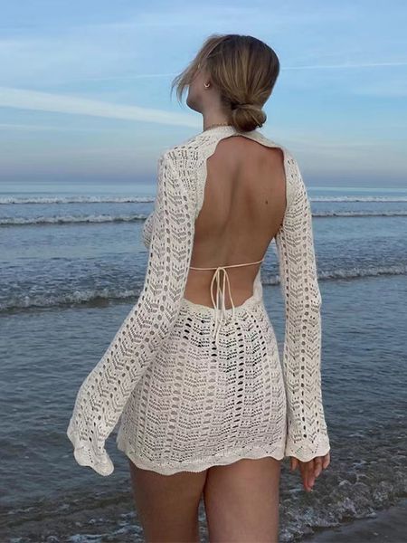 basic casual dresses hollow out dress cover-ups chic women vintage crochet flower knit backless tie-up mini dress summer beach bodycon 23071, Black;gray
basic casual dresses hollow out dress cover-ups chic women vintage crochet flower knit backless tie-up mini dress summer beach bodycon 23071, Black;gray