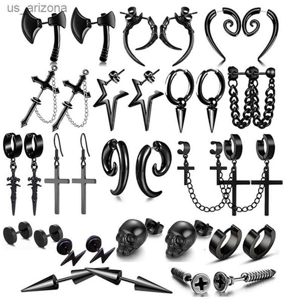 wkoud 1 pairs stainless steel punk black dangle earrings for men cross skull screw cone huggie hoop long chain piercing hoop l230620, Golden;silver
wkoud 1 pairs stainless steel punk black dangle earrings for men cross skull screw cone huggie hoop long chain piercing hoop l230620, Golden;silver