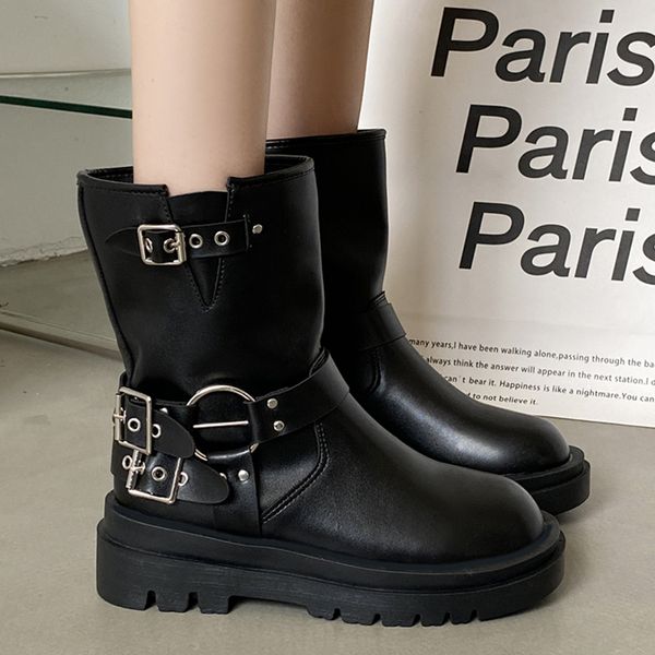 punk metal buckle motorcycle boots women autumn winter platform ankle boots woman thick sole pu leather combat booties plus size, Black
punk metal buckle motorcycle boots women autumn winter platform ankle boots woman thick sole pu leather combat booties plus size, Black