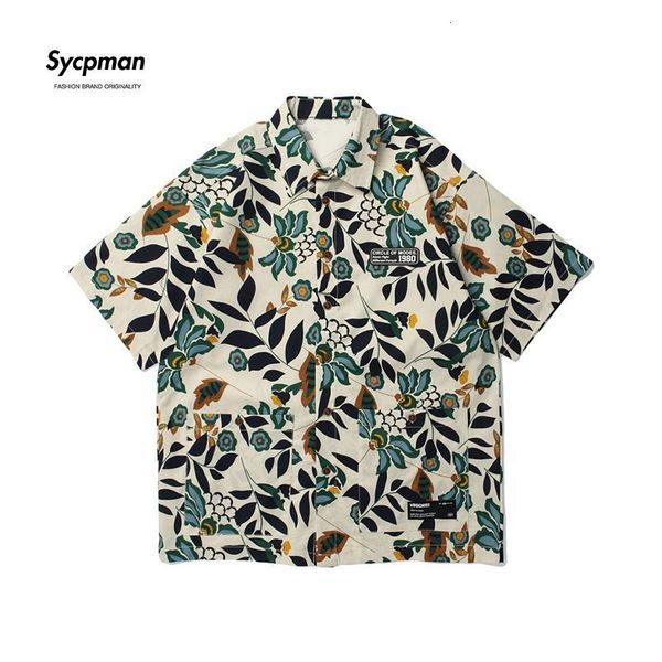men's dress shirts sycpman oversize retro floral printed short sleeve shirt loose casual for men shirts cotton mens clothing hawaiian 2, White;black
men's dress shirts sycpman oversize retro floral printed short sleeve shirt loose casual for men shirts cotton mens clothing hawaiian 2, White;black