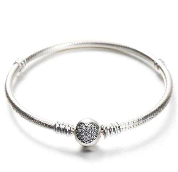 925 sterling silver bracelet with original box fit charms beads pave cz heart bracelets fashion real silver jewlery for women c329916615, Black
925 sterling silver bracelet with original box fit charms beads pave cz heart bracelets fashion real silver jewlery for women c329916615, Black