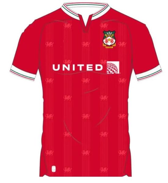 Image of 23 24 Wrexham soccer jersey Men kits Jersey 2023 2024 Fast-dry Short Sleeve Soccer Shirt Custom Logo Outdoor Sport T Shirts Top And Shorts and a adult kits shirt