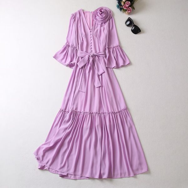 european and american women's dress 2023 summer new style seven-point sleeve trumpet sleeve v-neck disc flower pleated dress, Black;gray
european and american women's dress 2023 summer new style seven-point sleeve trumpet sleeve v-neck disc flower pleated dress, Black;gray