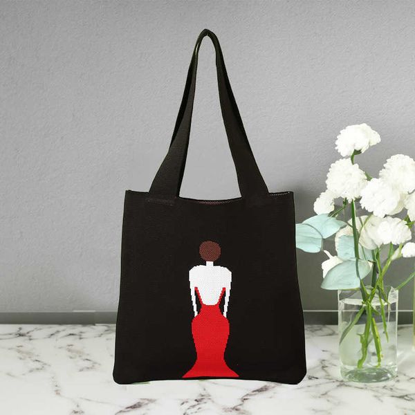 a niche bag for women with a sense of design cartoon girl knitted shoulder bag for versatile travel large capacity tote bag shopping bag
a niche bag for women with a sense of design cartoon girl knitted shoulder bag for versatile travel large capacity tote bag shopping bag