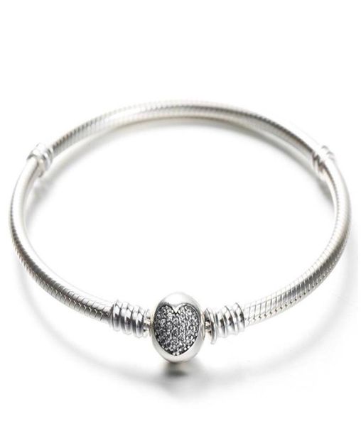 925 sterling silver bracelet with original box fit charms beads pave cz heart bracelets fashion real silver jewlery for women c328012497, Black
925 sterling silver bracelet with original box fit charms beads pave cz heart bracelets fashion real silver jewlery for women c328012497, Black
