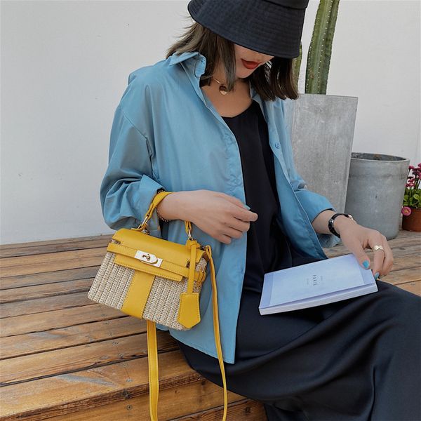 evening bags designer lock straw woven women handbag splice pu leather shoulder bag woveing women s summer beach for 230710
evening bags designer lock straw woven women handbag splice pu leather shoulder bag woveing women s summer beach for 230710