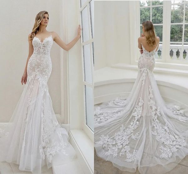 lace trumpet mermaid wedding dresses spaghetti straps chic lace appliqued vintage boho bridal gowns long tulle fishtail skirt backless recep, White
lace trumpet mermaid wedding dresses spaghetti straps chic lace appliqued vintage boho bridal gowns long tulle fishtail skirt backless recep, White
