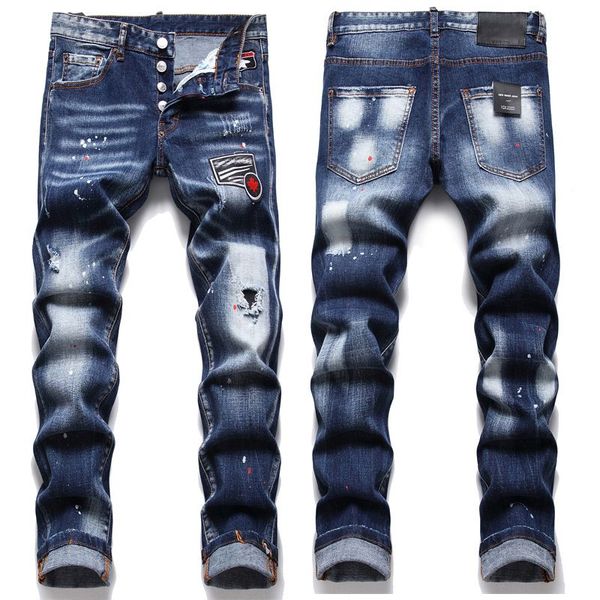 men badge rips stretch black jeans men's fashion slim fit washed motocycle denim pants panelled hip hop trousers #05, Blue
men badge rips stretch black jeans men's fashion slim fit washed motocycle denim pants panelled hip hop trousers #05, Blue