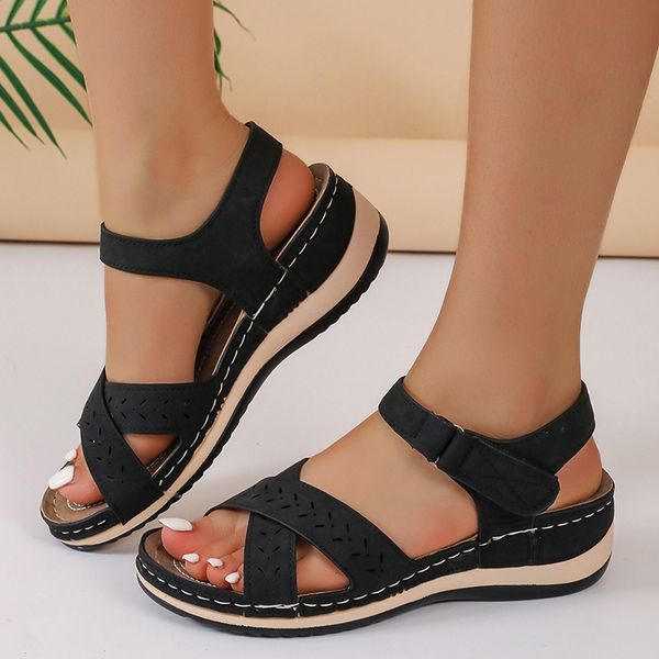 summer wedge walking sandals women 2023 lightweight non slip beach shoes woman comfort casual platform plus size, Black
summer wedge walking sandals women 2023 lightweight non slip beach shoes woman comfort casual platform plus size, Black