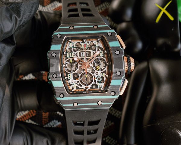 men's watch rm11-03 7750 chronograph movement size 40mmx50mmx16mm ntpt carbon fiber shell set sapphire mirror luminous dial hands, Slivery;brown
men's watch rm11-03 7750 chronograph movement size 40mmx50mmx16mm ntpt carbon fiber shell set sapphire mirror luminous dial hands, Slivery;brown